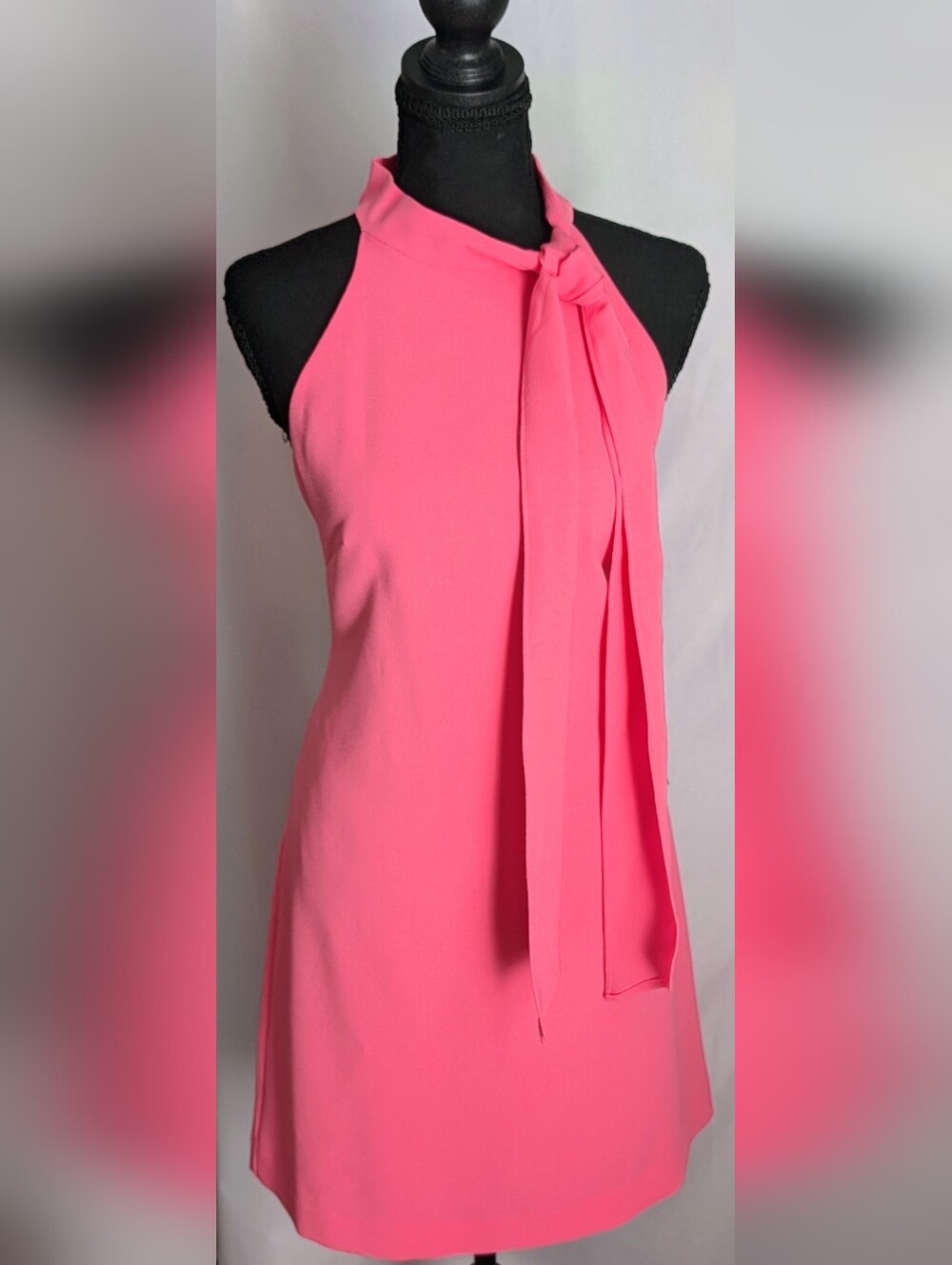 Vince Camuto NWT Hot Pink Tie Neck Sleeveless Shift Dress Sz 4